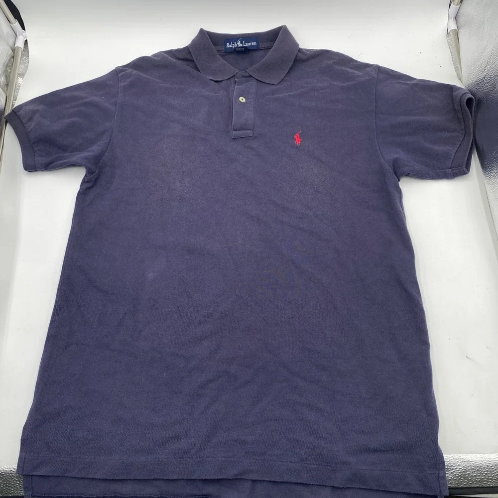 Ralph Lauren Classic Fit Polo Shirt Men Lar Navy Blue Cotton Pique Red Pony Logo